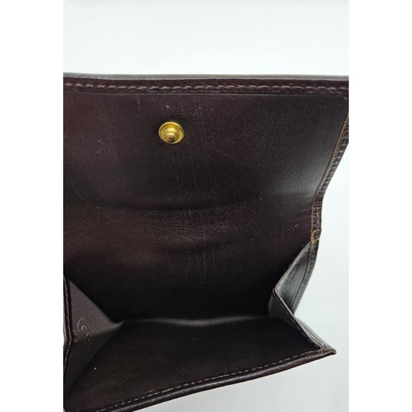 Coach Dark Chocolate Brown Signature Canvas Leather Tri-Fold Snap Wallet - Picture 10 of 13